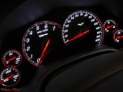 Corvette cluster gauge, arrows, panel, speedometer, devices, Z06, Corvette, Chevrolet, tachometer, HD wallpaper HD wallpaper