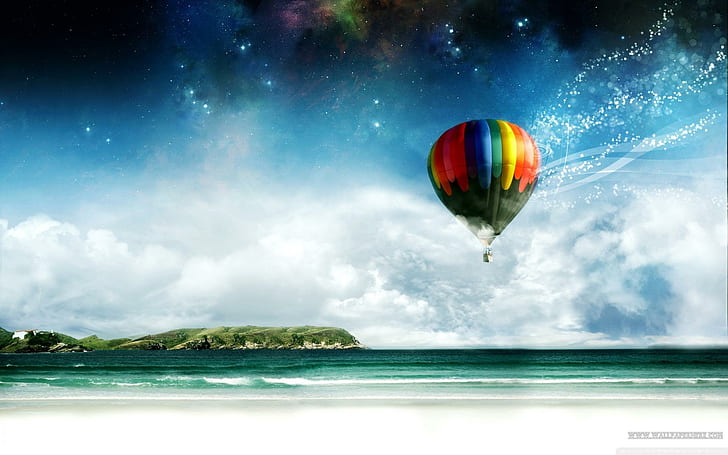 Air Baloon, baloon, blue, colors, nature and landscapes, HD wallpaper
