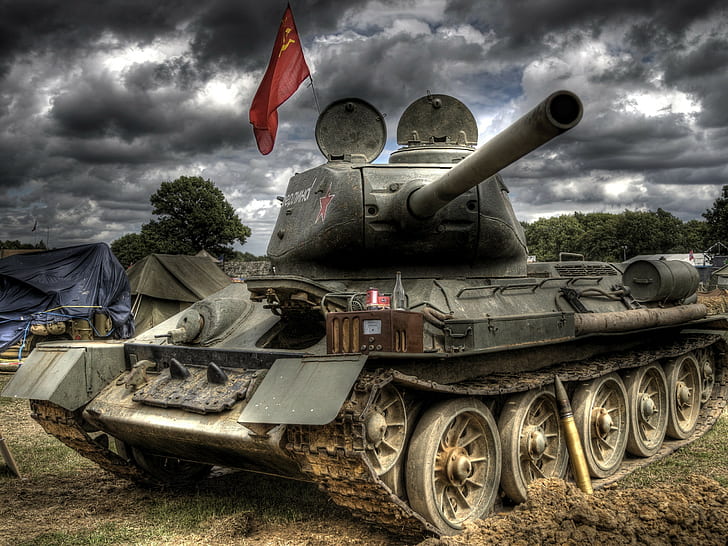 戦車、T34-85、HDR、軍事、 HDデスクトップの壁紙