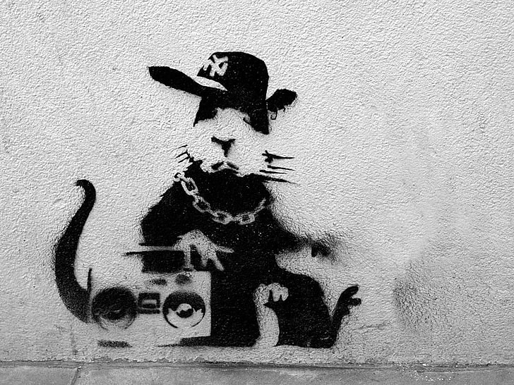 graffiti of mouse, Graffiti, Banksy, Rap Rat, HD wallpaper