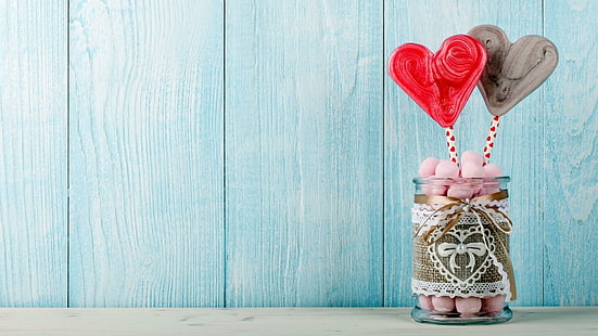 любовь, сердце, пара, конфеты, романтично, HD обои HD wallpaper