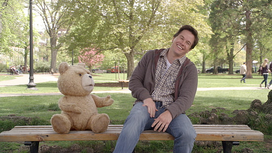 Scène de film Ted, Ted 2, meilleurs films de 2015, Mark Wahlberg, Seth MacFarlane, Fond d'écran HD HD wallpaper