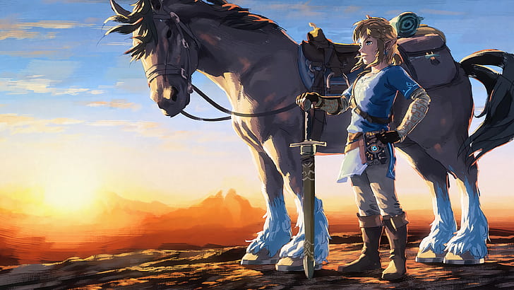Zelda, Legenda Zelda: Breath of the Wild, Horse, Link, Wallpaper HD