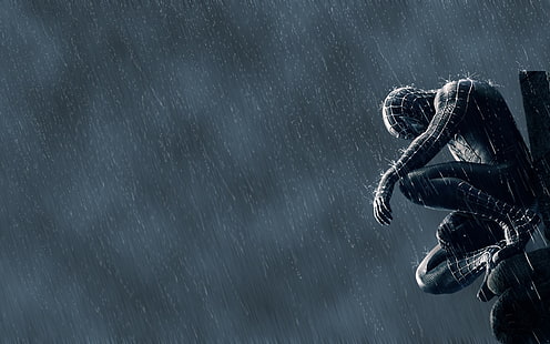 Spiderman, Spider-Man 3 wallpaer, películas de Hollywood, Spiderman, negro, lluvia, Fondo de pantalla HD HD wallpaper