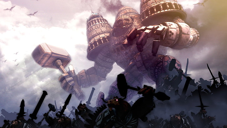 Shadow of Colossus illustrazione del videogioco, arte digitale, gigante, semidio, Sfondo HD