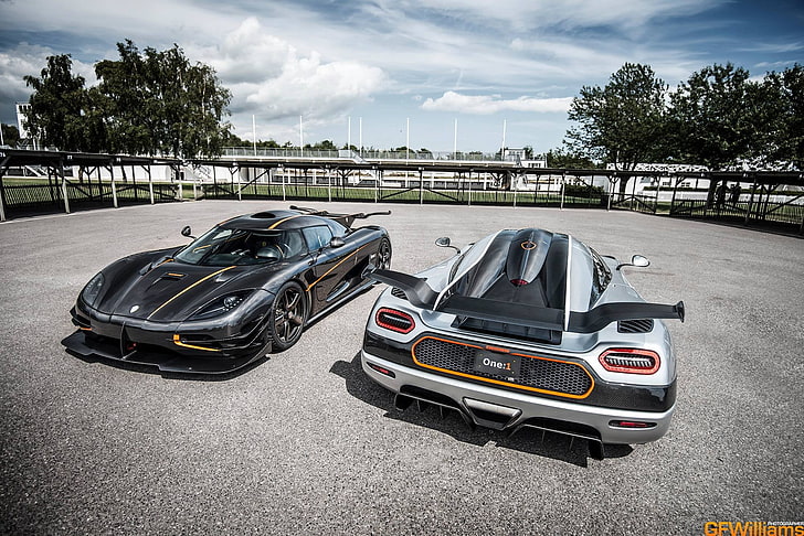 dua fotografi mobil sport hitam dan abu-abu, mobil, Koenigsegg, Wallpaper HD