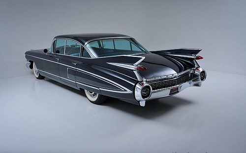 1959, черно, кадилак, автомобили, класика, флотвуд, седан, специален, HD тапет HD wallpaper