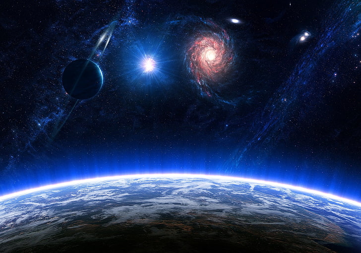 planet Earth illustration, surface, planet, galaxy, HD wallpaper