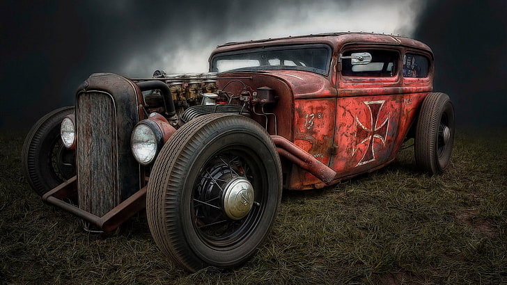 car, rat rod, vehicle, hot rod, automotive design, vintage car, classic car, automotive wheel system, wheel, 1932, ford, HD wallpaper