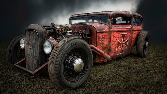 bil, råttstång, fordon, hot rod, bildesign, veteranbil, klassisk bil, fordonshjulsystem, hjul, 1932, ford, HD tapet HD wallpaper