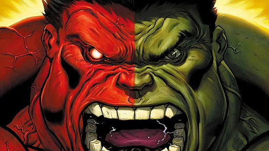 carta da parati rossa e verde di Hulk, Hulk, fumetti, Sfondo HD HD wallpaper
