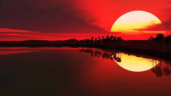 landscape, morning, sun, sunrise, sunset, HD wallpaper