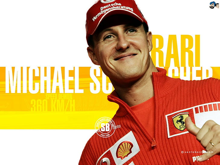 مايكل شوماخر فيراري مرسيدس بنز الفورمولا 1 شعار السباق بطل العالم المتسابق العلامة التجارية الأسطورة الألمانية، خلفية HD