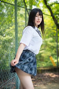 Японки, жени, азиатки, училищна униформа, HD тапет HD wallpaper