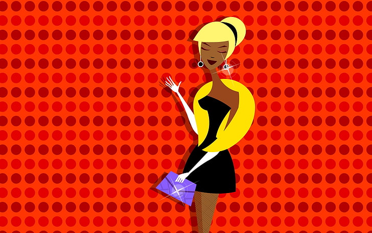 illustration de femme aux cheveux jaune, fille, style, vêtements, tenue de ville, Fond d'écran HD