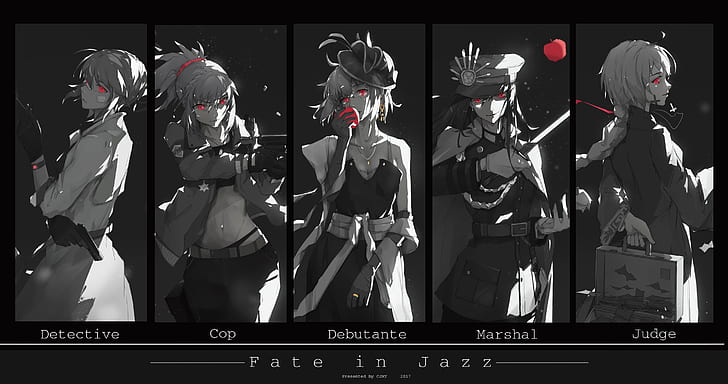 Fate Series, Fate / Grand Order, Apple, Archer (Fate / Grand Order), Artoria Pendragon, ขาวดำ, บุหรี่, เด็กผู้หญิง, ปืน, หมวก, Jeanne d'Arc (Fate Series), ผมยาว, ขาวดำ, มอร์เดรด (Fate / Apocrypha), Oda Nobunaga (Fate / Grand Order), Okita Souji, Red Eyes, Ruler (Fate / Apocrypha), Saber (Fate Series), Short Hair, Sword, Weapon, วอลล์เปเปอร์ HD