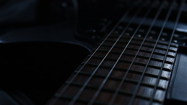 黒いギター弦、ギター、エレキギター、 HDデスクトップの壁紙