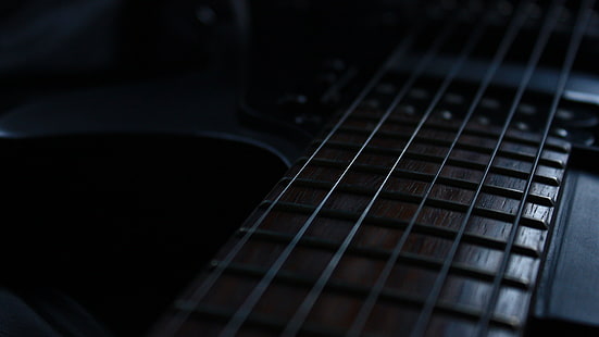 cuerdas de guitarra negra, guitarra, guitarra eléctrica, Fondo de pantalla HD HD wallpaper
