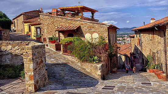 village, historic site, tourism, street, city, house, tuscany, italy, castiglione della pescaia, europe, HD wallpaper HD wallpaper