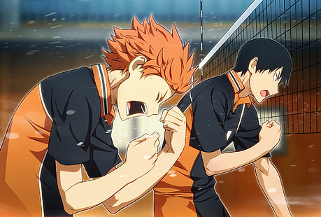 två volleyboll anime karaktärer tapet, Anime, Haikyu !!, HD tapet HD wallpaper