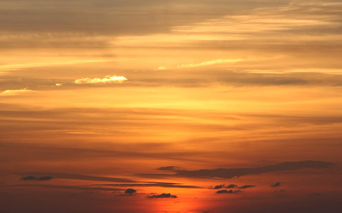 gelber bewölkter Himmel, Natur, Himmel, Sonnenuntergang, Orange, Wolken, HD-Hintergrundbild HD wallpaper