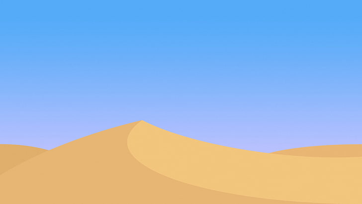 الكثبان الرملية ، الكثبان الرملية ، الصحراء ، السماء الصافية ، بساطتها، خلفية HD