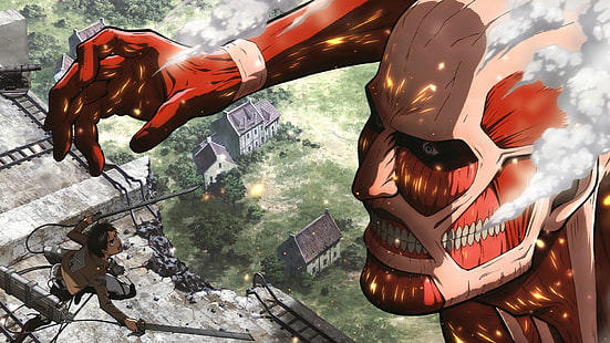 Attack on Titan wallpaper, Shingeki no Kyojin, anime, Colossal Titan, HD wallpaper HD wallpaper