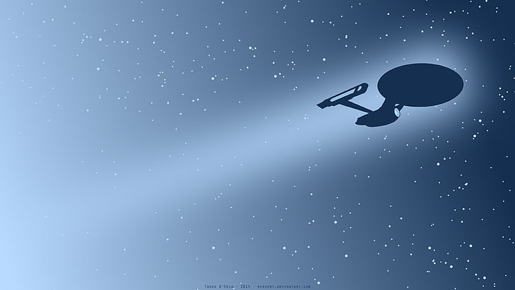 aircraft spotted on light illustration, Star Trek, USS Enterprise (spaceship), minimalism, space, artwork, HD wallpaper