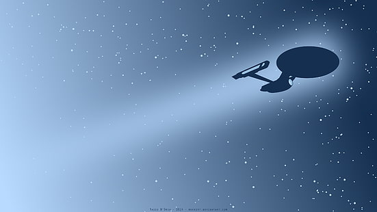 samolot dostrzeżony na świetle ilustracja, Star Trek, USS Enterprise (statek kosmiczny), minimalizm, kosmos, grafika, Tapety HD HD wallpaper