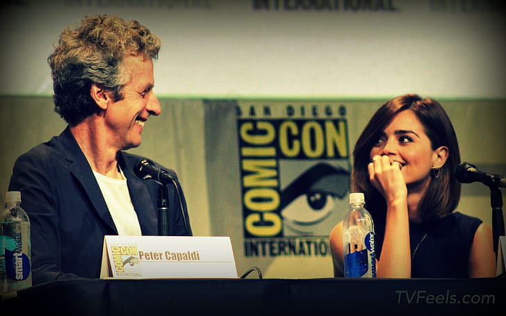 Doctor Who Peter Capaldi dan Jenna Coleman di Comic Con, emma watson, doctor who, aktor, joy, Wallpaper HD