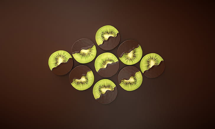 シンプルな背景 食べ物 アートワーク ミニマリズム キウイ フルーツ チョコレート フルーツ Hdデスクトップの壁紙 Wallpaperbetter