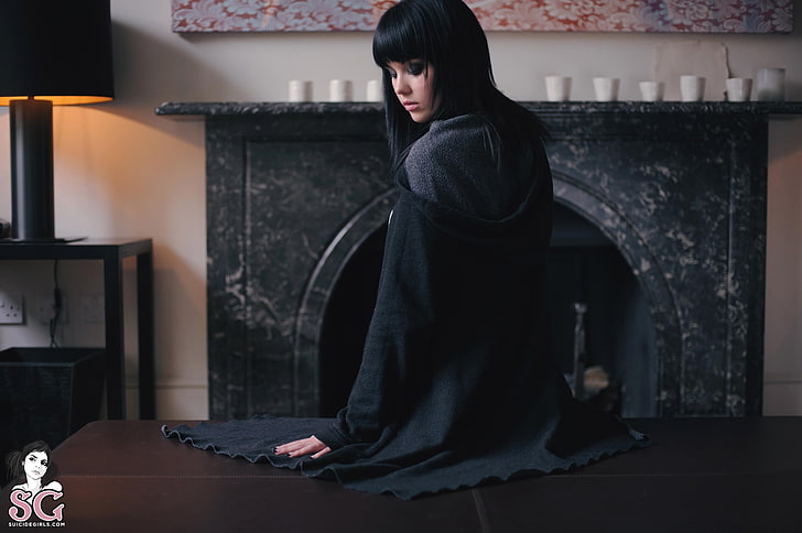 Melissa Clarke, Suicide Girls, rambut hitam, Wallpaper HD
