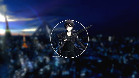 Kirito von Sword Art Online, Anime, Schwert Art Online, Kirigaya Kazuto, Stadt, Schwert, Anime Boys, HD-Hintergrundbild HD wallpaper