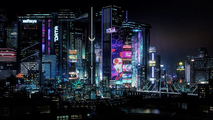 Киберпанк 2077, киберпънк, изкуство за видеоигри, дигитално изкуство, HD тапет