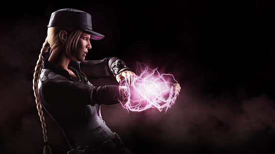 girl wearing black jacket and hat illustration, Mortal Kombat X, Sonya Blade, HD wallpaper HD wallpaper