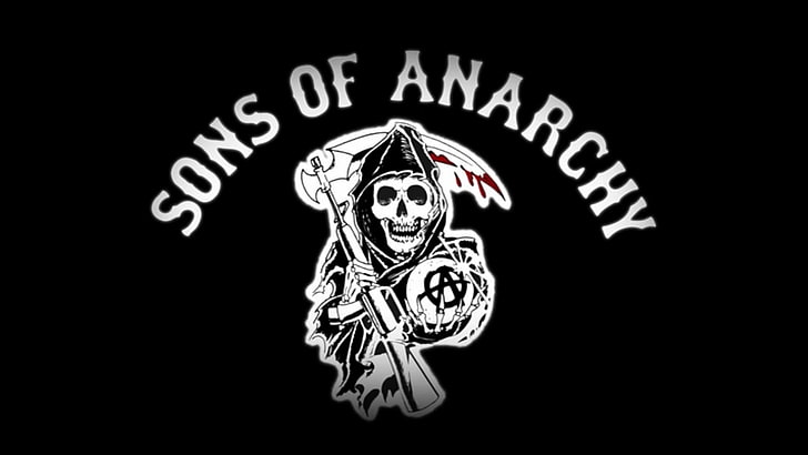 Логотип Sons of Anarchy, Сыновья Анархии, черный, ТВ, HD обои