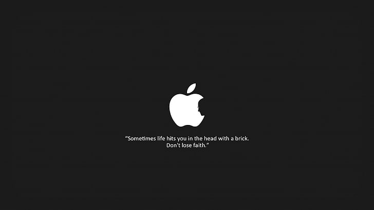 Logo Apple, Apple Inc., minimalizm, monochromatyczne, typografia, cytat, logo, Tapety HD