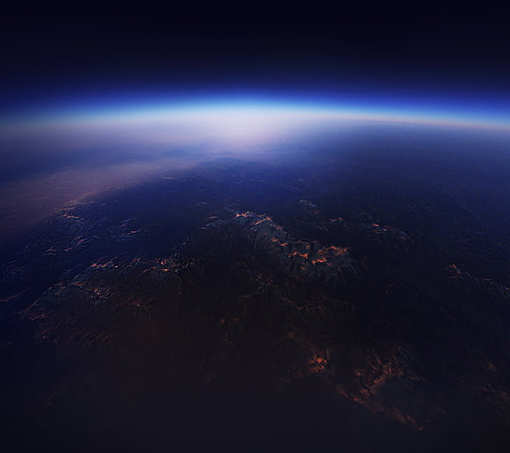 satellite view of earth, Android O, Stock, Horizon, Planet, HD, HD wallpaper