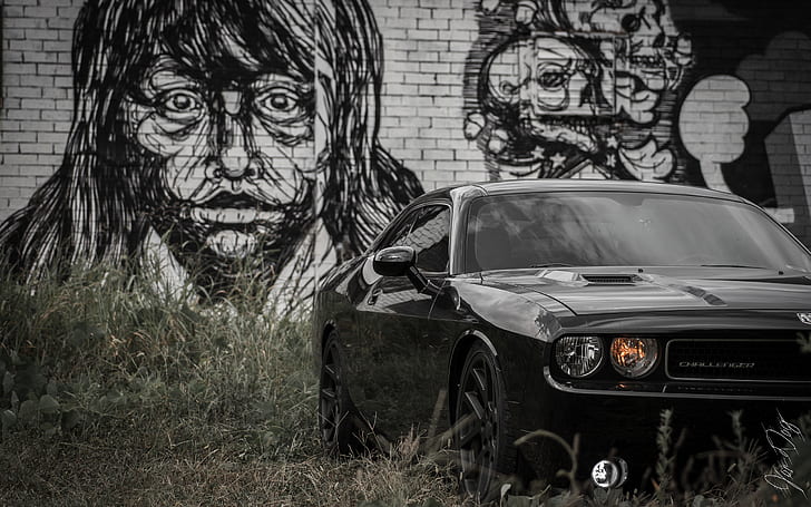 Dodge Challenger Graffiti HD, cars, dodge, graffiti, challenger, HD wallpaper