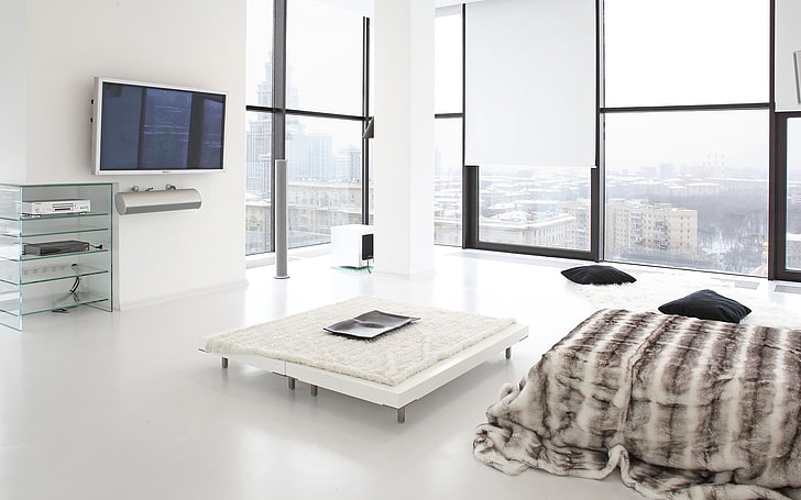 ensemble d'armoires de cuisine en bois blanc, intérieur, design d'intérieur, Fond d'écran HD