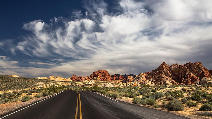 las vegas, way, road, usa, valley of fire, valley of fire state park, nevada, united states, limestone, park, HD wallpaper