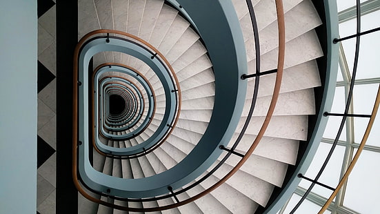 stairs, spiral, architecture, stairway, staircase, flights of stairs, HD wallpaper HD wallpaper