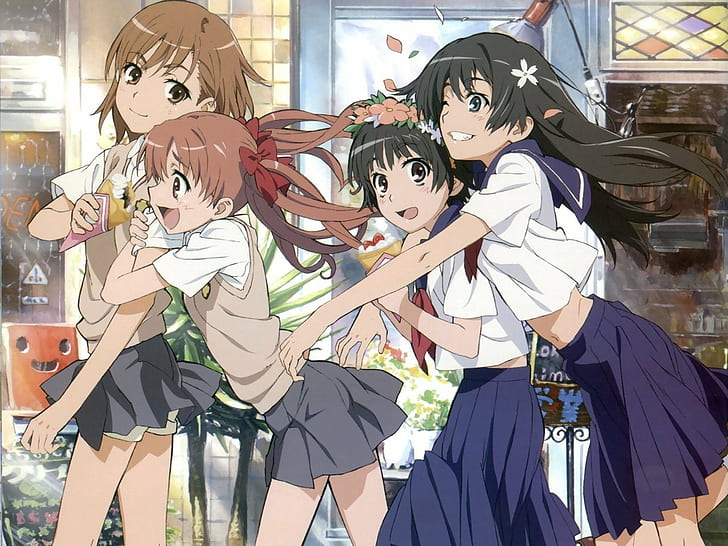 Misaka Mikoto, Saten Ruiko, Shirai Kuroko, To Aru Kagaku No Railgun, Uiharu Kazari, HD wallpaper