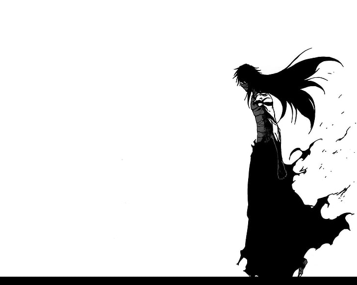 black and white woman illustration, Bleach, anime, Kurosaki Ichigo, HD wallpaper