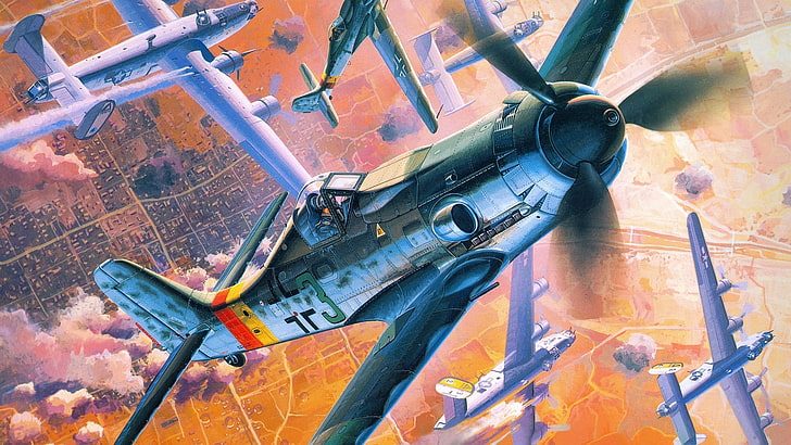 第二次世界大戦、fw 190、フォッケウルフ、ドイツ空軍、ドイツ、軍、航空機、軍用機、飛行機、 HDデスクトップの壁紙