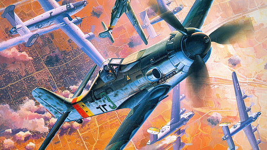 Segunda Guerra Mundial, fw 190, Focke-Wulf, Luftwaffe, Alemania, militar, avión, avión militar, avión, Fondo de pantalla HD HD wallpaper