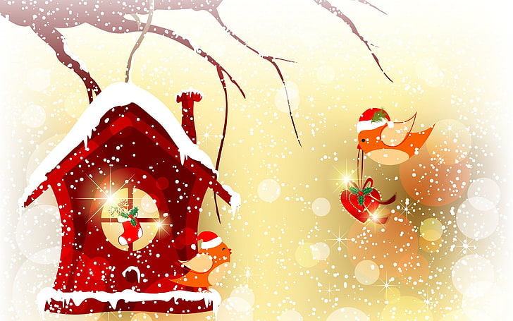 빨간색과 흰색 꽃 인쇄 섬유, 크리스마스, 새해, 그림, 휴일, HD 배경 화면