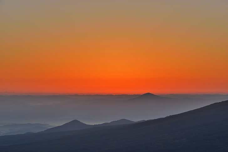 sunrise and mountain, landscape, HD wallpaper