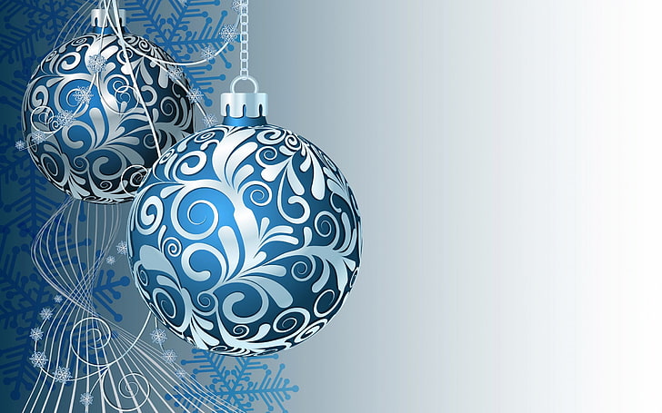 lampada a sospensione floreale bianca e nera rotonda, Natale, Capodanno, ornamenti natalizi, Sfondo HD
