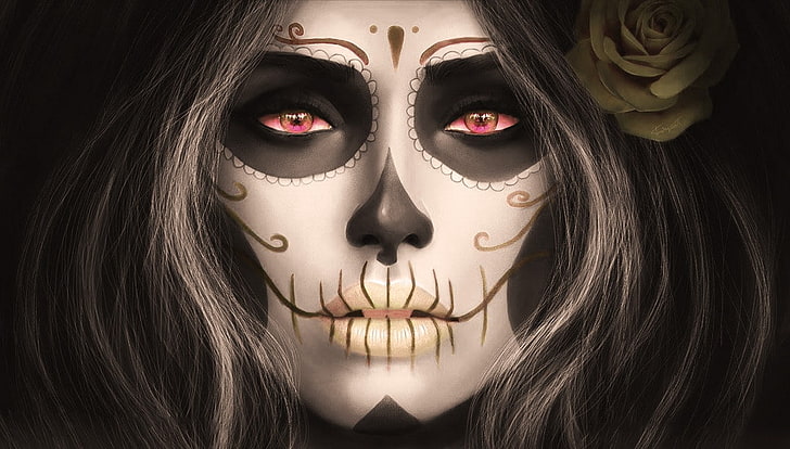 HD wallpaper woman with Santa Muerte face makeup celebration focus on  foreground  Wallpaper Flare